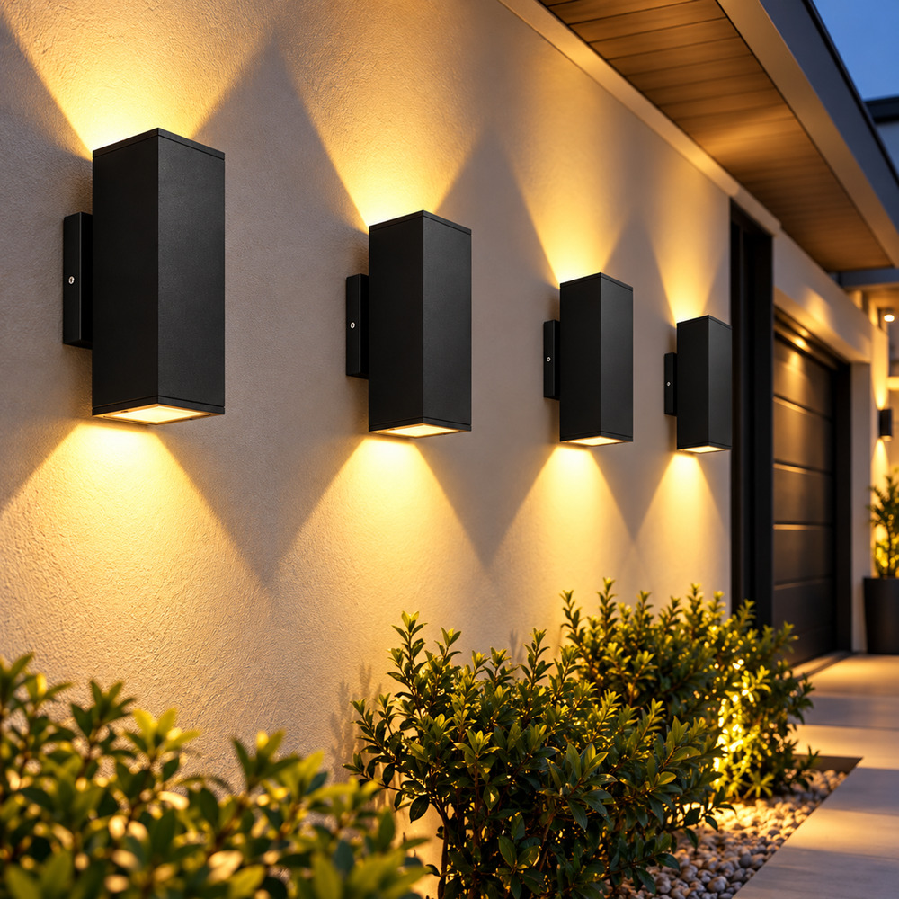 4-Pack 12W LED Square Wall Sconces – Dimmable Outdoor Up Down Lights
